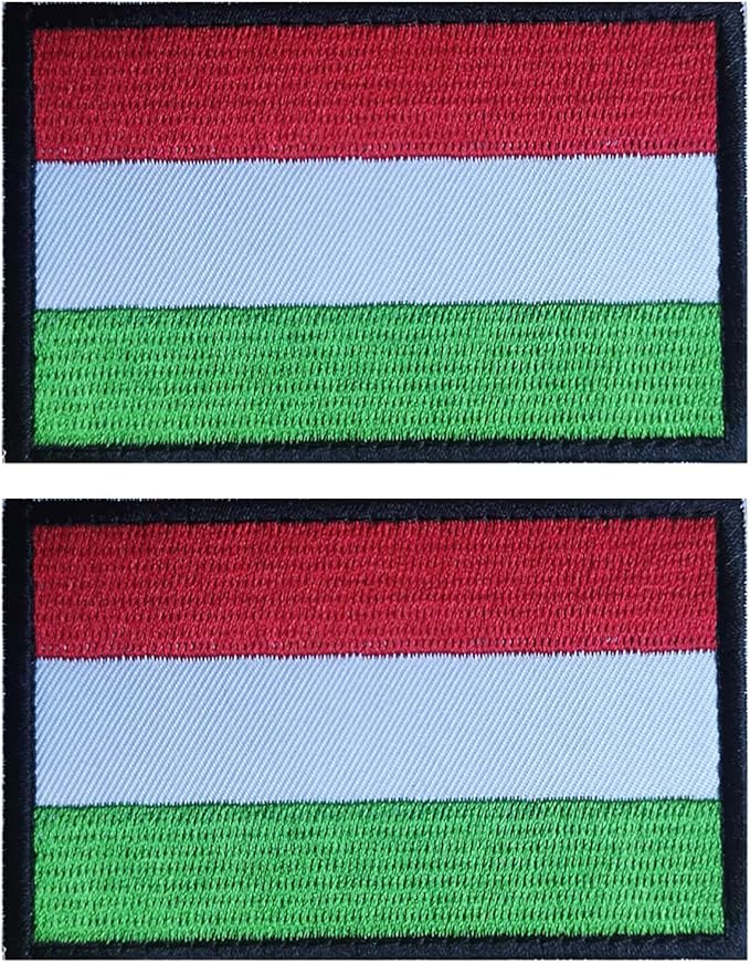 EmWoot 2PCS Hungary Flag Patch Embroidered Morale Patch Military Tactical Patches Hook and Loop