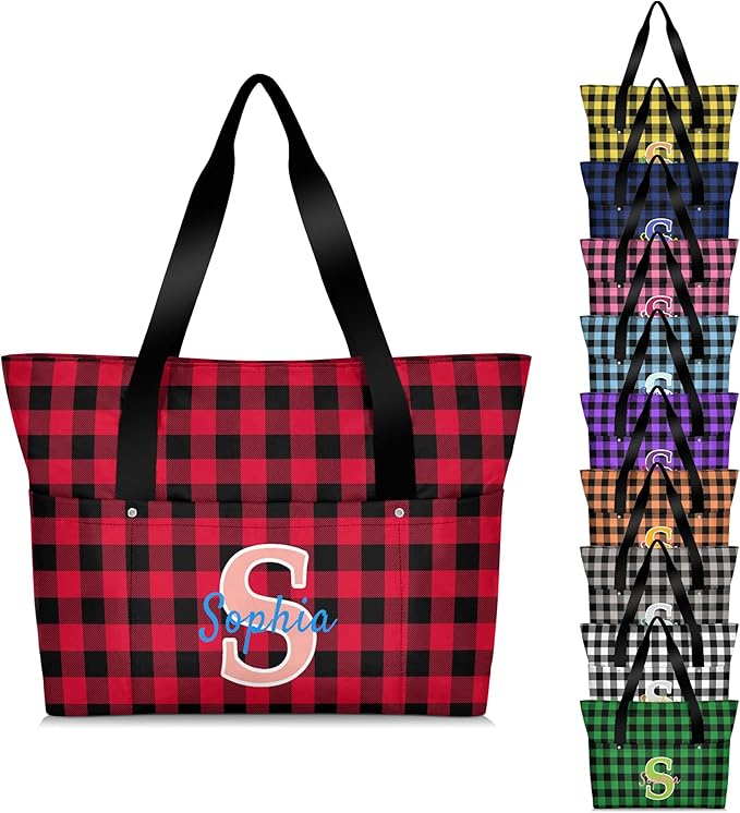 Custom Tote Bag for Women with Name Monogram for Work, Shopping, Travel, Beach