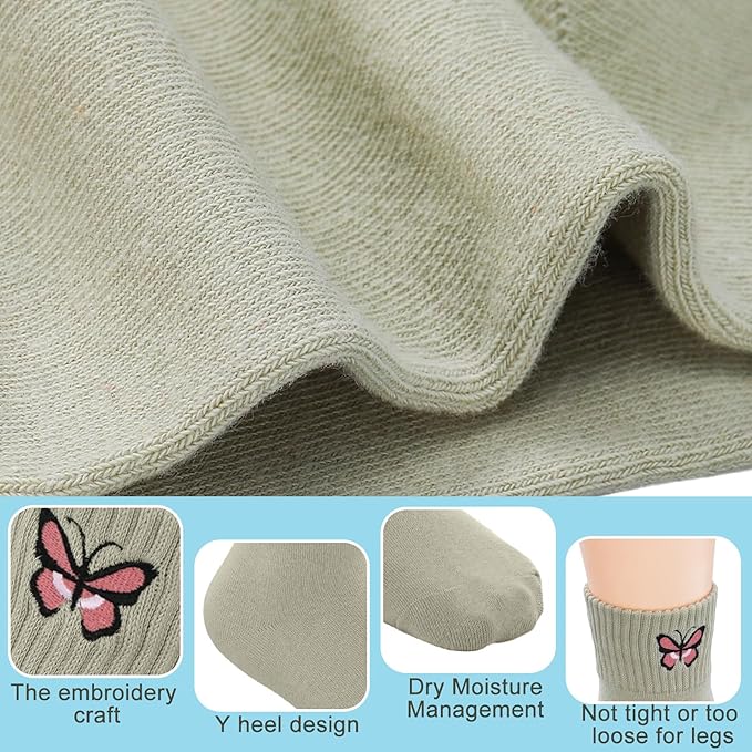 Eurzom 10 Pairs Socks Womens Crew Elastic Ankle Length Cotton Socks Aesthetic Cute Lightweight Low Cut Gifts for Women