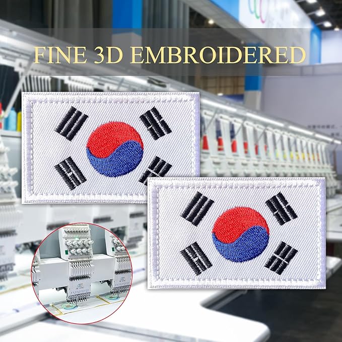 EmWoot 2PCS South Korea Flag Patch Embroidered Morale Patch Military Tactical Patches Hook and Loop