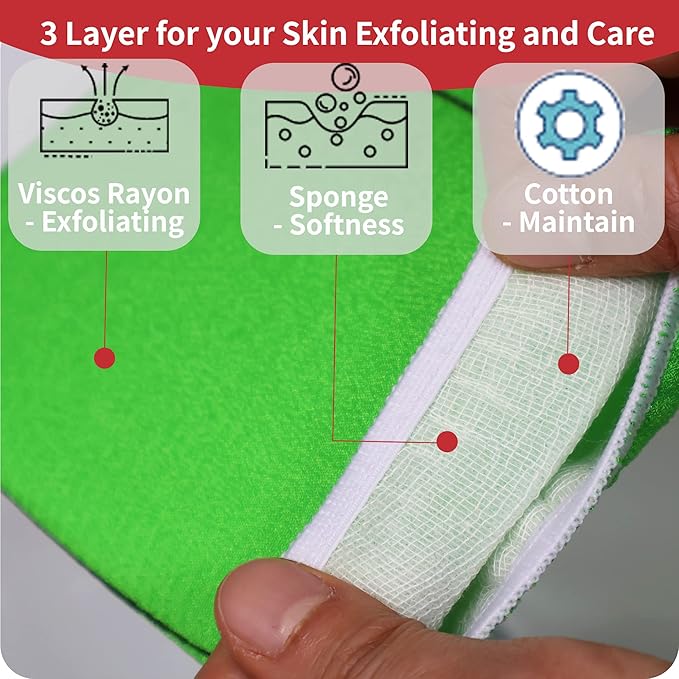 etreetowel Korean Asian Exfoliating Bath Washcloths Mitt Scrub for Body washcloth Glove Premium Viscose Rayon Towel Korea Made(4 pcs of Glove Exfoliating Mitts)