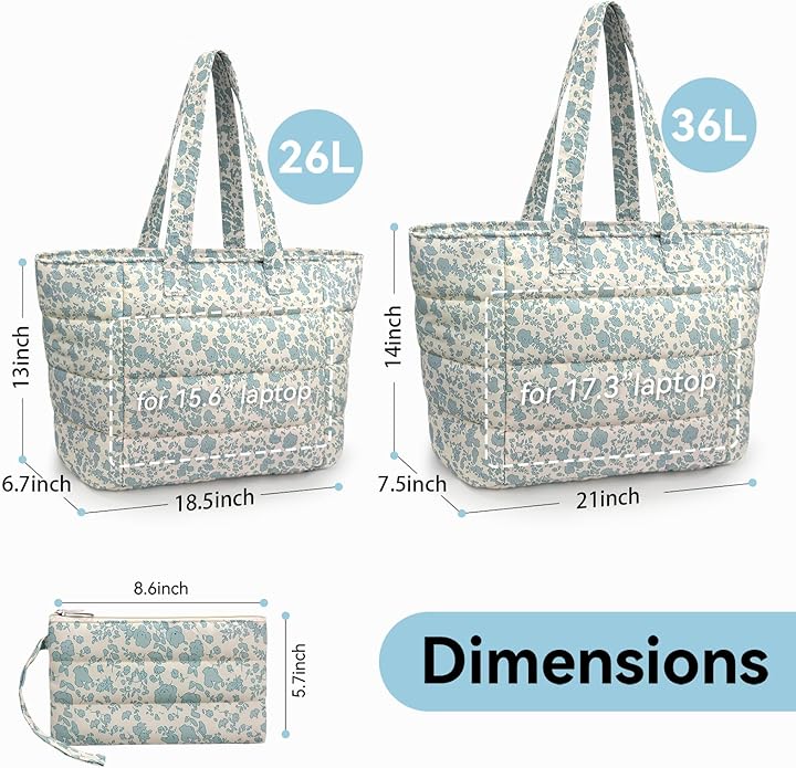 Puffer Tote Bag for Women, Lightweight Puffy Shoulder Bag with Handbag for Travel, Work, Gym, Laptop Bag for Nurse Teacher
