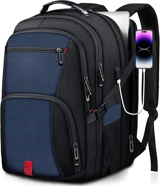 ANTERK Extra Large Backpack, Travel Laptop Backpack, Sturdy TSA Water Resistant 17.3 Inch Backpacks with USB Port, Anti Theft Business Computer Backpacks Gifts for Men Women, Blue