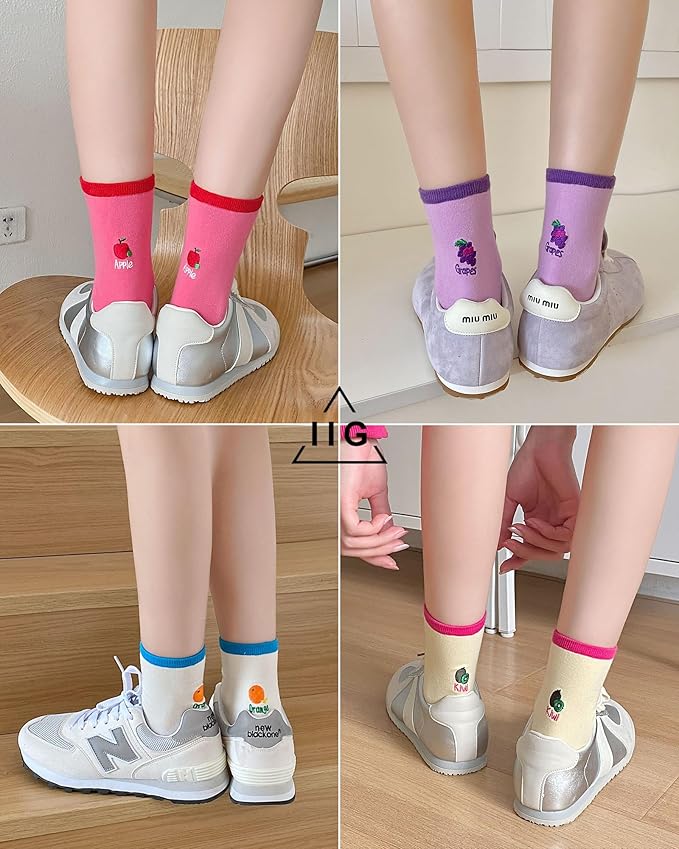 IIG 3-6 Pairs Womens Cute Animal Patterned Funny Novelty Cotton Crew Socks