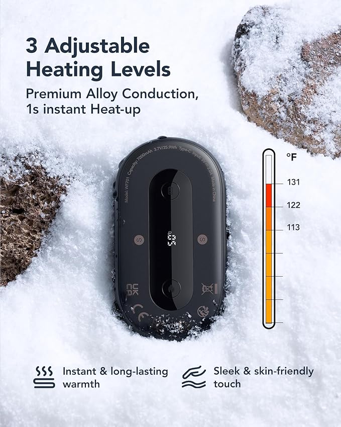 Al Hand Warmer Rechargeable, WeeFancy Magnetic Handwarmers Gifts Set, Small Palm Heater Instant Heating UP to 131°F, 15 Hours Long Lasting, Tech Gifts for Outdoors, Hunting, Camping, Golf Essentials
