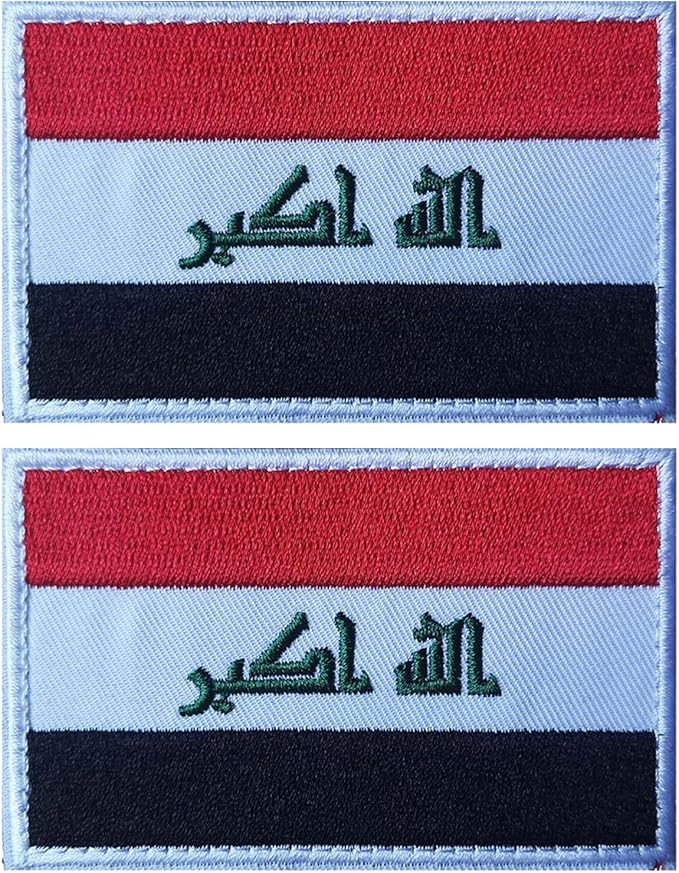 EmWoot 2PCS Iraq Flag Patch Embroidered Morale Patch Military Tactical Patches Hook and Loop