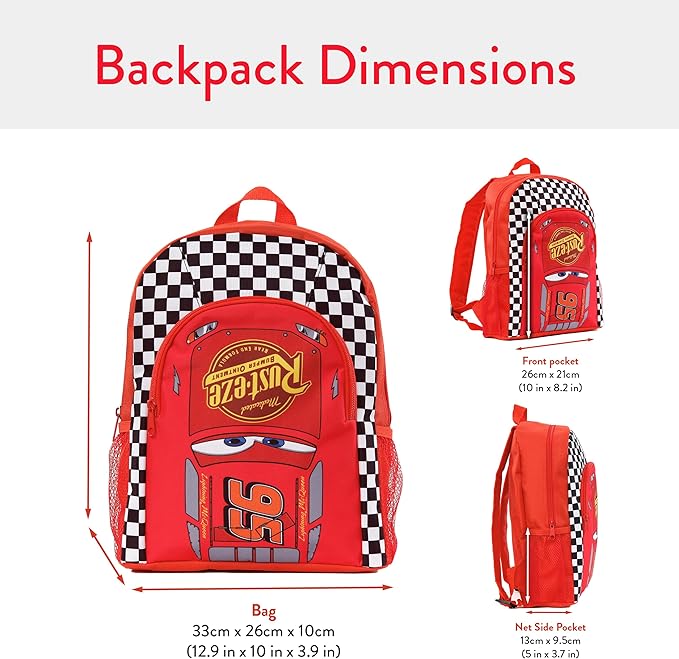 Disney Cars Backpack | Boys Backpacks for School | Lightning McQueen School Bag for Kids