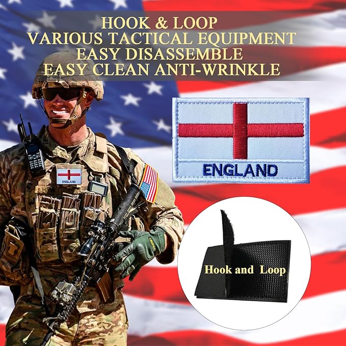 EmWoot 2PCS England Flag Patch Embroidered Morale Patch Military Tactical Patches Hook and Loop