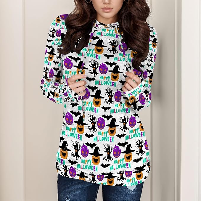 domirica Halloween Womens Pullover Sweatshirts Trendy Drawstring Fall Sweatshirt Halloween Best Gift For Wife And Daughter