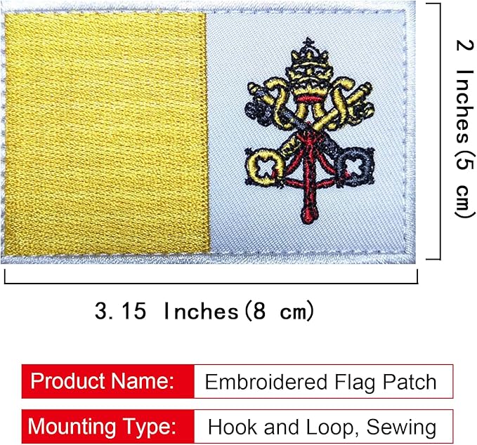 EmWoot 2PCS Vatican Flag Patch Embroidered Morale Patch Military Tactical Patches Hook and Loop