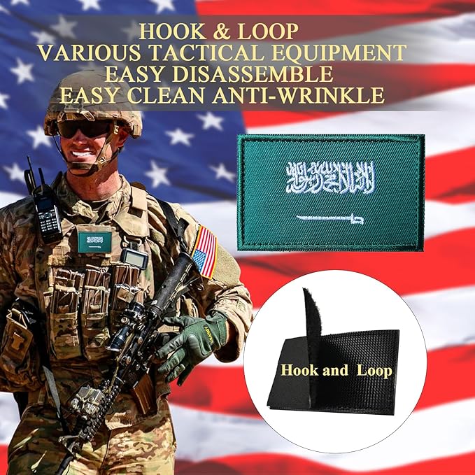 EmWoot 2PCS Saudi Arabia Flag Patch Embroidered Morale Patch Military Tactical Patches Hook and Loop