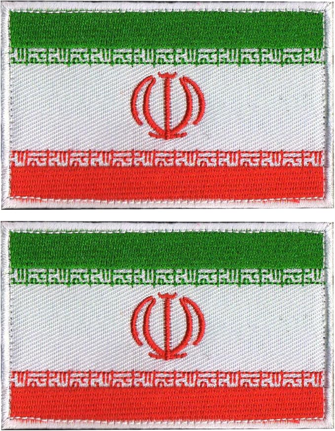 EmWoot 2PCS Iran Flag Patch Embroidered Morale Patch Military Tactical Patches Hook and Loop