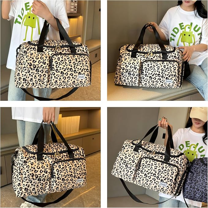 Small Gym Bag for Women, Travel Duffle Bag Carry On Weekender Bag with Shoe Compartment