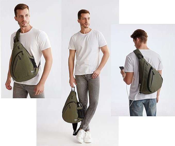 TurnWay Water-Proof Sling bag/Crossbody Backpack/Shoulder Bag with USB Charging Port for Travel, Hiking, Cycling, Camping