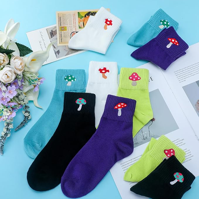 Eurzom 10 Pairs Socks Womens Crew Elastic Ankle Length Cotton Socks Aesthetic Cute Lightweight Low Cut Gifts for Women