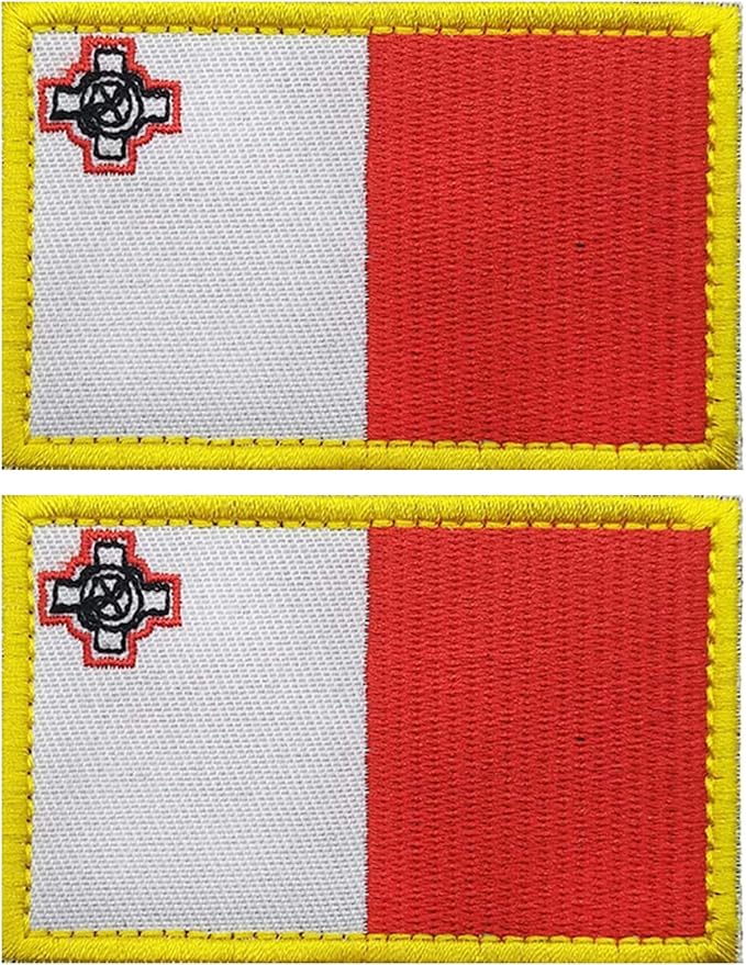 EmWoot 2PCS Malta Flag Patch Embroidered Morale Patch Military Tactical Patches Hook and Loop