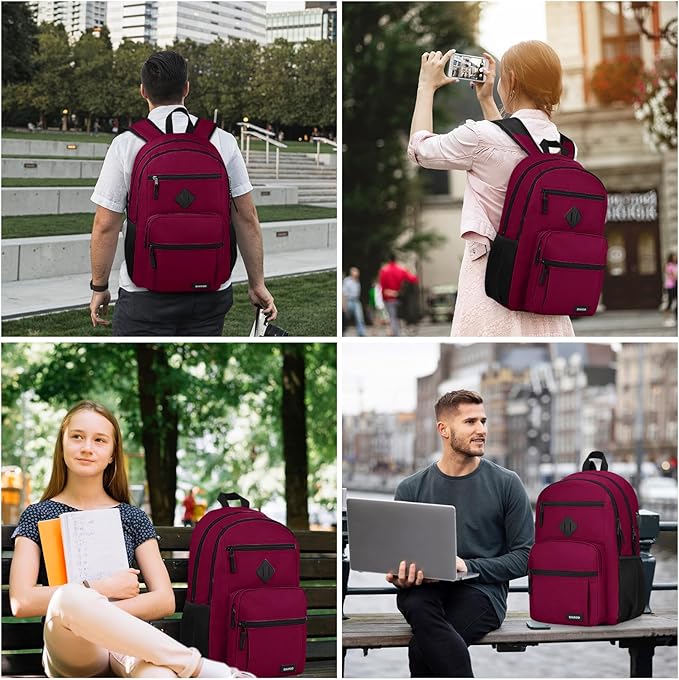 BIKROD Backpack for Girls Women, School Backpack for Teen Boys, Lightweight Casual High School Bookbag, Daily-use Travel Laptop Backpack with USB Charging Port Fits 15.6 Inch Notebook