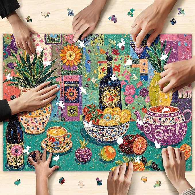 Naturelish Vibrant Flloral Still Life Jigsaw Puzzles for Adults 1000 Pieces, Irregularly Shaped Difficult Puzzles Perfect for Game Night, Great Gift Idea, Size 26.65 x 19.25 in