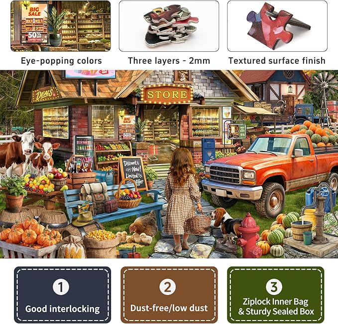 Naturelish Town Store Jigsaw Puzzles for Adults 1000 Pieces, Difficult Puzzles Perfect for Game Night, Great Gift Idea, Size 26.65 x 19.25 in