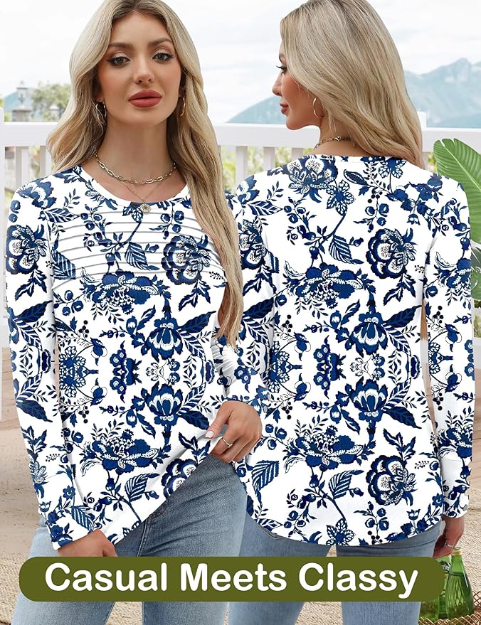 Blouses for Women Dressy Casual Long Sleeve Fall Fashion Tops Trendy Outfits for Work Office Shirts Thicker Clothes