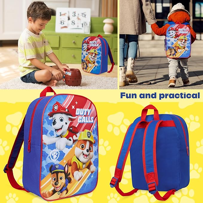 Get Trend Paw Patrol Mini Backpack Kids Toddlers 12x9” Rucksack Kindergarten Bag Preschool Sports Travel Backpacks 3+ Gifts for Kids (Blue Paw Patrol)