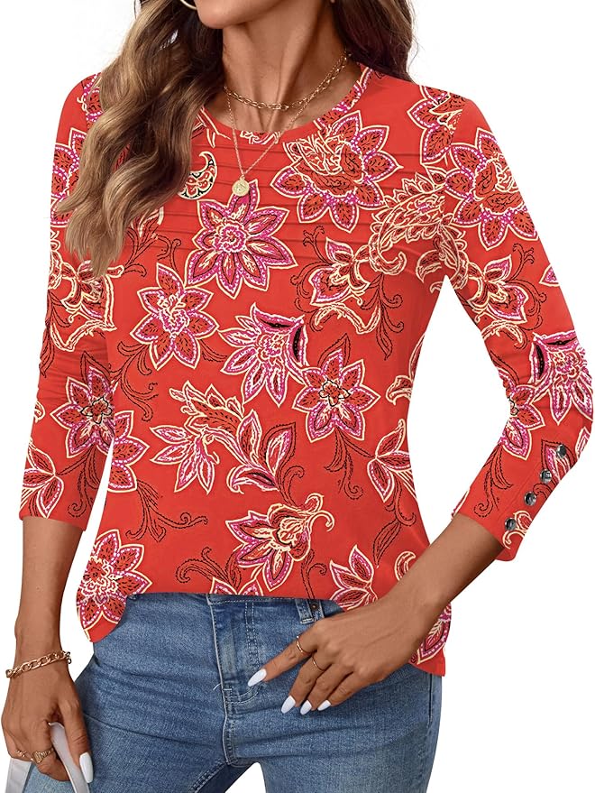 Blouses for Women Dressy Casual Long Sleeve Fall Fashion Tops Trendy Outfits for Work Office Shirts Thicker Clothes