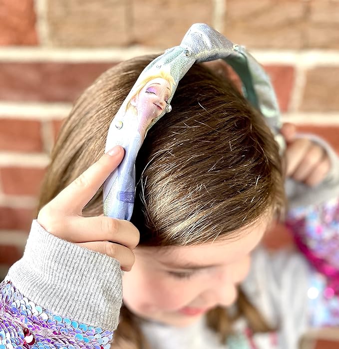 LUV HER Disney Frozen 2 Elsa One Thick Knot Headband with Diamonds For Girls - Hair Accessories For Her - Ages 3+