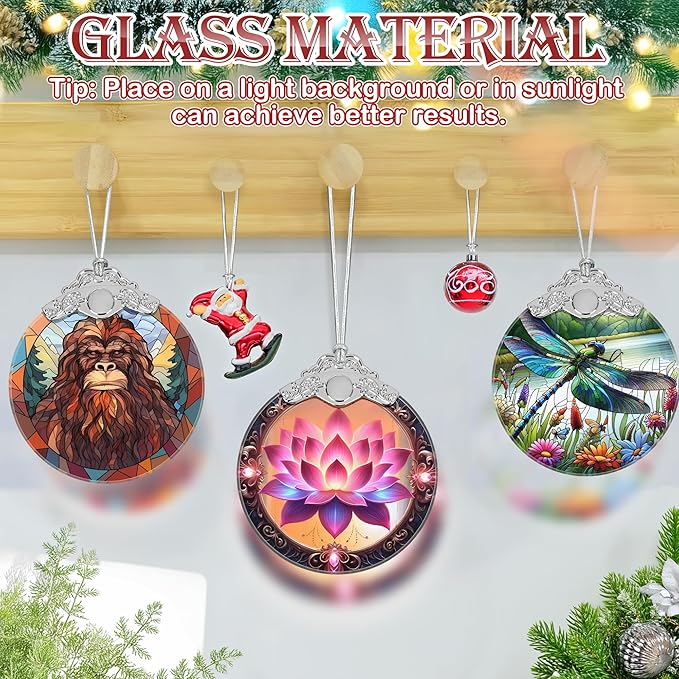 Christmas Ornament, 2025 Ornaments for Christmas Tree, Stained Glass Hanging Ornament, Holiday Ornaments, Unique Gift Idea - Lotus