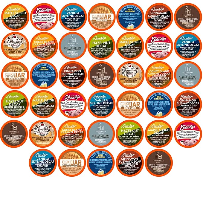 Two Rivers Coffee Decaf Flavored Coffee Pods Compatible with Keurig K Cup Brewers, Assorted Variety Pack Decaffienated Flavored Coffee, 40 Count