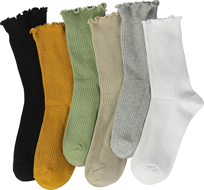 BomKinta Ruffle Socks Women - Turn-Cuff Frilly Sock - Lightweight Cotton Socks