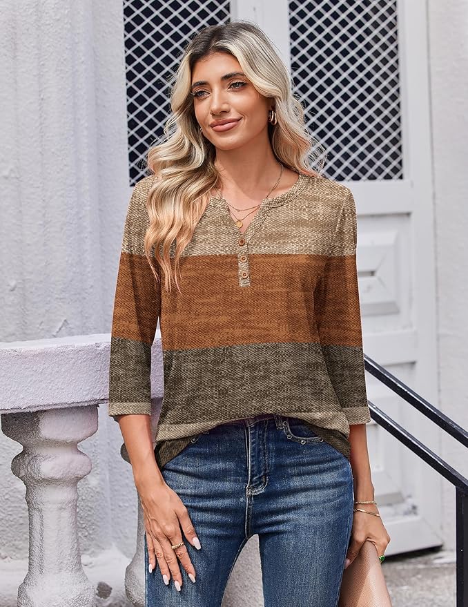 Zeagoo 3/4 Length Sleeve Womens Tops Casual Dressy Summer Blouses Buisness Work Spring Tee Shirts