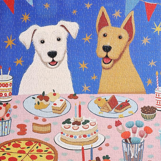 Graphinee Jigsaw Puzzles for Adults 1000 Pieces, Dog Birthday Party Puzzle, Colorful as Home Wall Decor for Family Challenging Games