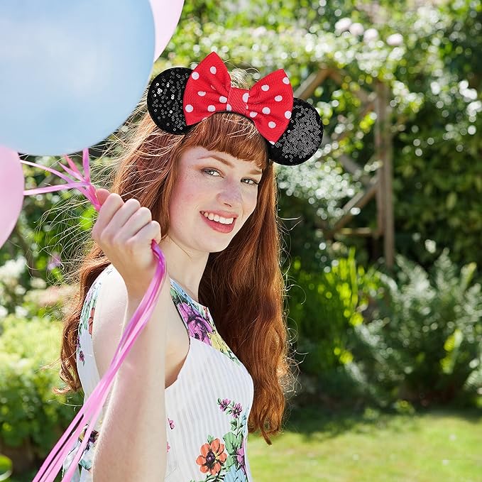 FANYITY Mouse Costume Ears,2 Pcs Mouse Ears Headbands for Girls & Women Party,Size Free (BYBD+DH)