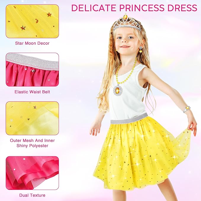 LJZJ Princess Dress Up Toys & Jewelry Boutique - Costumes Set incl Skirts, Shoes, Crowns, Accessories - Ideal Girls Role Play Gift for 3 4 5 6 Year Toddler Birthday Parties Party Favors