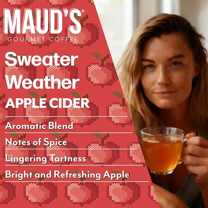 Maud's Hot Apple Cider Pods, 48 ct, Recyclable Single Serve Pods – Spiced Apple Cider Flavored Pod, Compatible with Keurig K Cups Maker