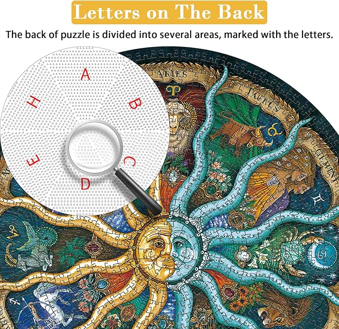 Jigsaw Puzzles for Adults 1000 Pieces, Zodiac Horoscope Challenging Decorative Round Puzzle, Perfect for Adult Game Nights or Best Gift for Puzzle Lovers (26.7 Inch)