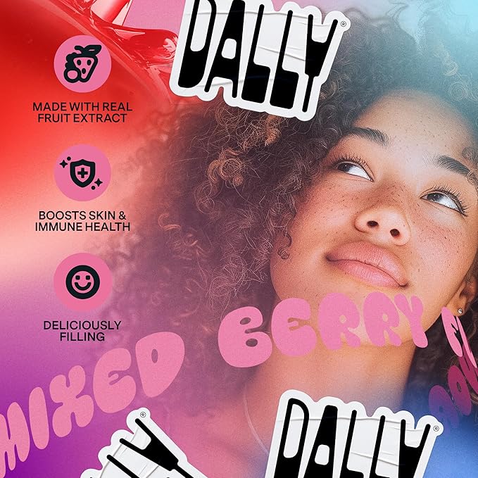 DALLY Mixed Berry Konjac Jelly Pouch (10 Pack) - Plant Based, Zero Sugar, Low-Calorie Jellified Fruit Snack - Vitamin C & Prebiotic Postbiotic Blend - Konjac Jelly Snack for Skin & Weight Management
