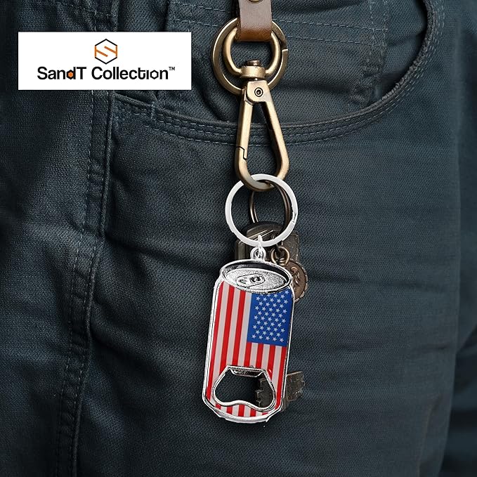 SandT Collection USA - Beer Bottle Opener Keychain- Set of 3 Cans
