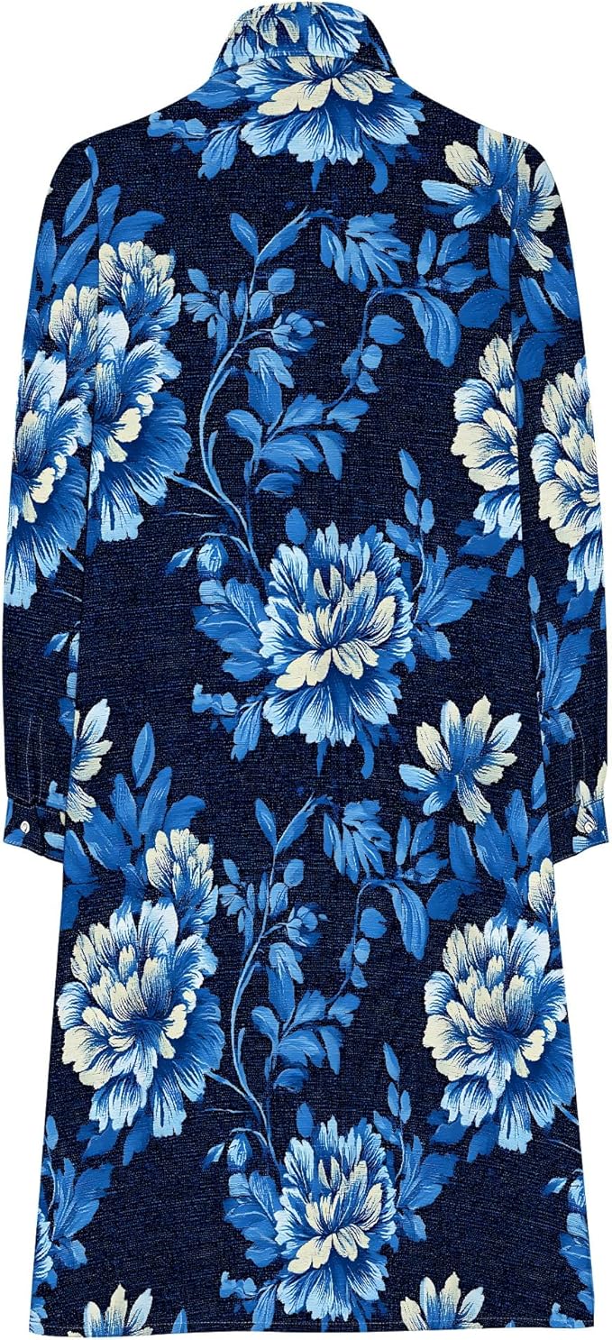 Shirt Dresses for Women 2025 Summer Long Sleeve Casual Plus Size Floral Printed Beach Vacation Dress with Pockets