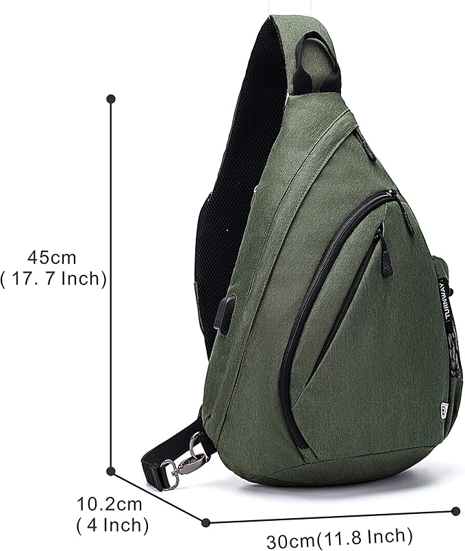 TurnWay Water-Proof Sling bag/Crossbody Backpack/Shoulder Bag with USB Charging Port for Travel, Hiking, Cycling, Camping