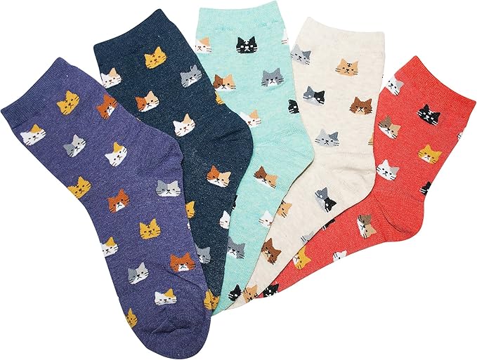 KONY Women's Cute Animal Designed Funny Novelty Crew Socks, Cat Dog Panda Patterns, Gift Ideas Size 6-9