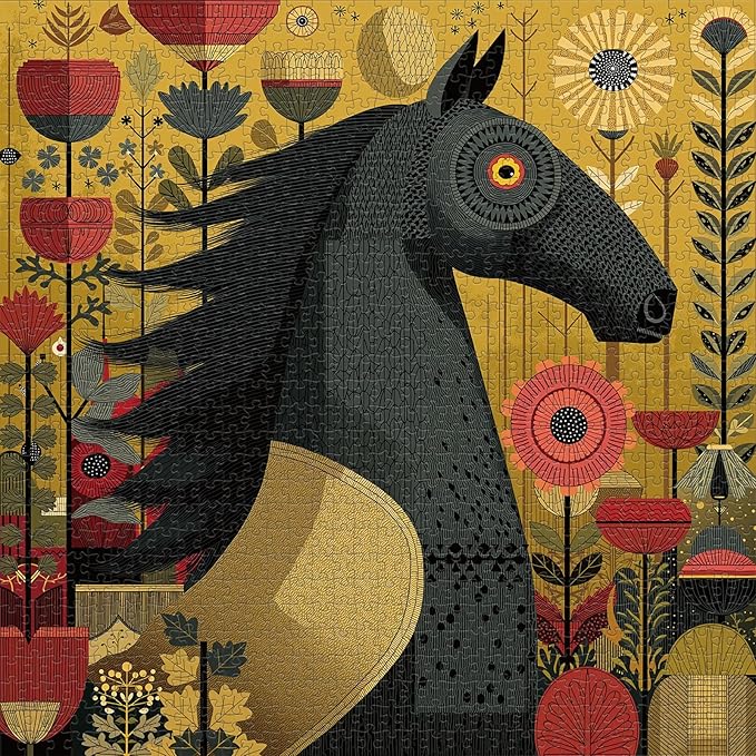 Naturelish Vibrant Equine Art Horse Jigsaw Puzzles for Adults 1000 Pieces, Difficult Puzzles Perfect for Game Night, Great Gift Idea, Size 22.5 x 22.5 in