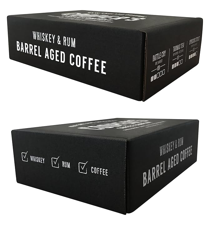 Bourbon Barrel Aged Coffee Whole Bean Set, Single Origin Sumatra Whiskey, Ethiopian Rye, Rwanda Rum Roasted Coffee Beans (Whole Bean, 4 Ounce (Pack of 3))