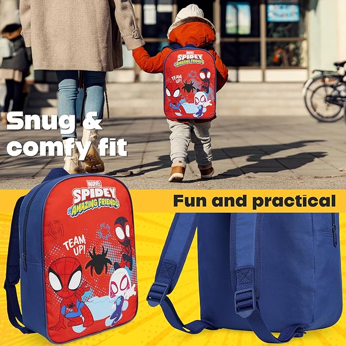 Get Trend Marvel Spidey Mini Backpack Kids Toddlers 12x9” Rucksack Kindergarten Bag Preschool Sports Travel Backpacks 3+ Gifts for Kids (Red Spidey)