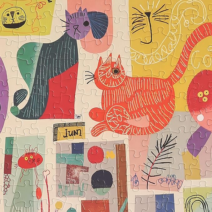 Graphinee Jigsaw Puzzles for Adults 1000 Pieces, Cat Painter Puzzle, Colorful as Home Wall Decor for Family Challenging Games
