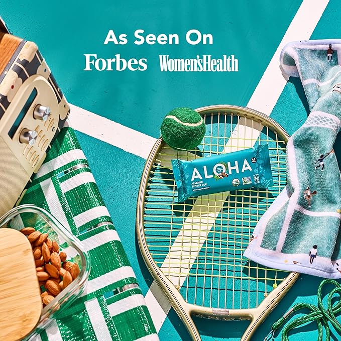 ALOHA Organic Plant Based Protein Bars - Almond Butter Cup - 12 Bars, Vegan, Low Sugar, Gluten-Free, Paleo, Low Carb, Non-GMO, No Stevia, No Erythritol