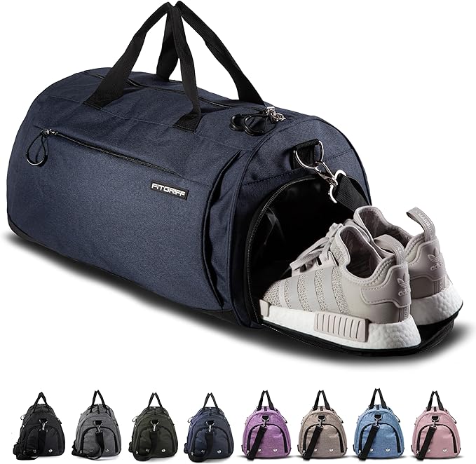 Fitgriff® Gym Bag for Men & Women with Shoe & Wet Compartment - Duffle Bag for Travel, Sports, Fitness & Workout