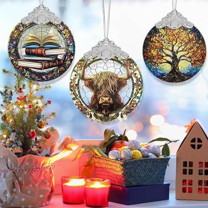 Stained Glass Ornaments, 2025 Christmas Ornament, Christmas Tree Ornament, Heirloom Keepsake, Gift Exchange, Gift Idea - Cow