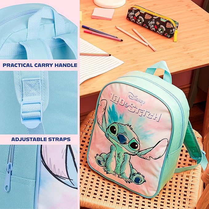 Get Trend Disney Stitch Mini Backpack Kids Toddlers 12x9” Rucksack Kindergarten Bag Preschool Sports Travel Backpacks 3+ Gifts for Kids (Blue Stitch)