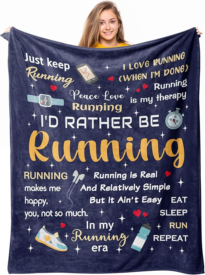 Loxezom Running Gifts for Women/Men, Marathon Gifts for Runners, Running Accessories for Women, Cross Country/Marathon Presents, Track and Field Gift Blanket 50"X60"
